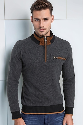 9039 Dewberry Erkek Sweatshırt-desenli Antrasit Desenli Antrasit