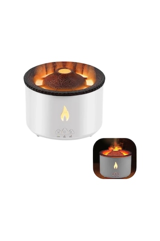 Led Alev Efektli Aroma Difüzörü Ultrasonik Hava Nemlendirici Gece Gldısptm - 19 Lambası Fonksiyonlu