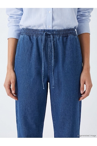 Lcwaıkıkı Classic Mavi Beli Lastikli Mom Fit Kadın Jean Pantolon