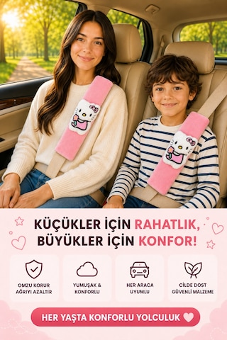 Pofuduk Pembe Emniyet Kemeri Aksesuarı - Emniyet Kemeri Kılıfı - Araç Emniyet Kemeri Omuz Koruyucu 1 Adet
