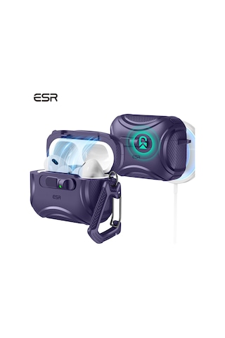 Apple AirPods Uyumlu Pro 3 2025 Cyber Flicklock Manyetik Kılıf Mor