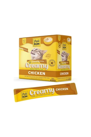 Delibon Creamy Tavuklu Sıvı Kedi Ödülü 15 Gr 100'lü Paket