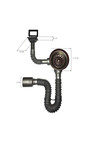 Geylani Donau Tekli Çöpmak Damlalıktan Taşmalı Körüklü Eviye Sifonu Taşmalı Sifon 11,5 Cm