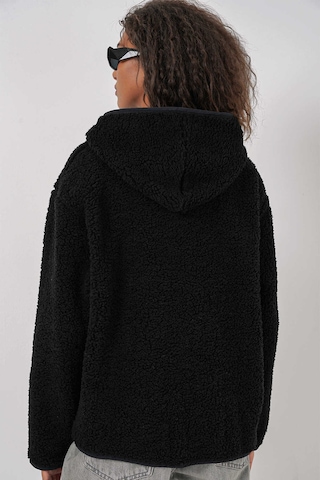 Gabria Kapüşonlu Fermuarlı Hırka Siyah