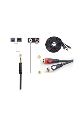 Wozlo 2 Rca Tos Lale To Stereo 3.5 MM Ses Kablosu Özel Bakır Seri 3 M