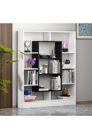 Venüs Kitaplık - Parlak Beyaz / Siyah