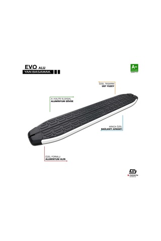 S-dizayn Ford Tourneo Custom Kısa Şase Evo Aluminyum Yan Basamak 203 Cm 2012 Üzeri