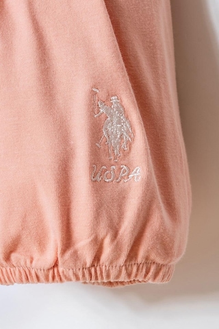 U.S. Polo Assn. Kız Bebek 2 Li Şort T-şhirt Takım Beyaz-pudra-2268 Pudra