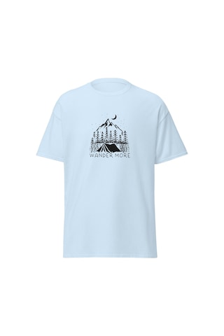 Wildstyle Wander More Gezgin Dağ Kamp Çadır Doğa Baskılı Unisex Pamuklu Tişört Bebek Mavisi