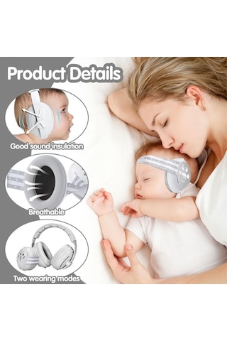 Maoyaya 2'si 1 Arada Bebek Kulaklığı, Gürültü Korumalı, Kaymaz Bebek Kulaklığı