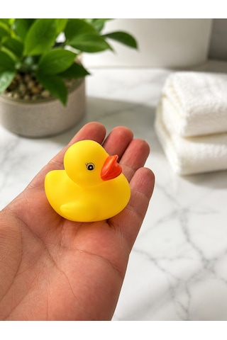 Suda Yüzen Ses Çıkaran Vinil Minik Sarı Ördek Banyo - Havuz - Oyuncağı Bebek Çocuk 3 Adet
