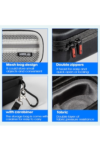 Yifomall Insta360 X3 Kamera Taşıma Çantası, Pu Malzeme, Siyah, El Kayışı Ve Karabiner İle, 14.5x8.5x7cm, Taşınabilir Koruyucu Kutu St-1111347 Siyah