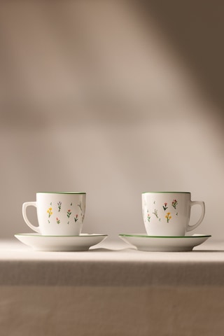 Rakle Botanical Seramik 2'li Kahve Fincan Takımı 110 Cc Renkli