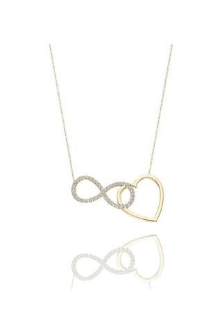 Kalp Sonsuzluk Harika Tasarım Çok Şık 14 Ayar Altın Kolye