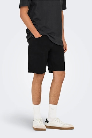 Only & Sons Erkek Onsweft Regular Fit Jean Şort 22032927 Siyah Siyah