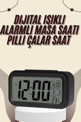 Dijital Masa Saati Termometreli Takvim Çalar Saat Led Ekran Pilli Diğer 20877661