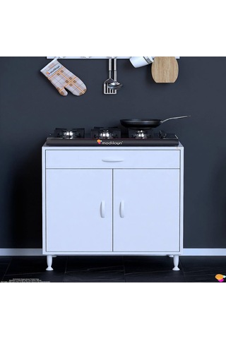 Modilayn Doqu Xxxl Set Ocak Altı Dolap 80x88x48 Cm 1 Çekmece 2 Kapaklı Ve 1 Gözlü Tüp Bölmelidir Beyaz