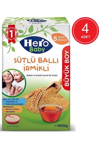 Hero Baby Sütlü Ballı İrmikli 5+ Ay Kaşık Maması 4 x 400 G