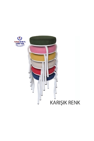 Tabure (Beyaz Ayaklı) ((6 Adet)-Mutfak Balkon Tabur...