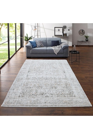 Sound Vintage Modern Dokuma Halı Salon Oturma Odası Yatak Odası Antre Dekoratif Halı 0086a Krem