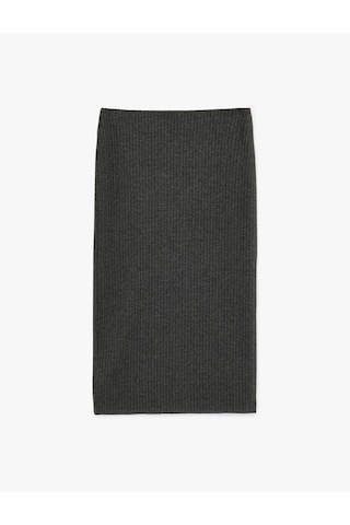 Koton Yırtmaç Detaylı Slim Fit Parıltılı Midi Kalem Etek Gri Çizgili 6sak10073ek Gri Çizgili