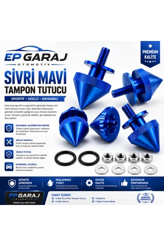 Universal Bütün Araçlara Uyumlu Sivri Mavi Tampon Tutucu Sportif Ve Güçlü Görünüm -