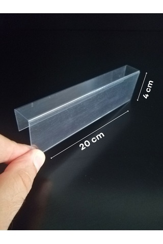 10 Adet Pvc Etiketlik Dik Geçme Ahşap Raf 20 x 4 CM İsimlik Kart Cebi