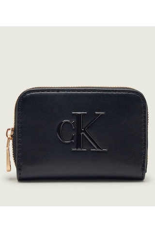 Calvin Klein Kadın Ck Desenli Fermuar Kapamalı Kart Bölmeli Siyah Cüzdan Lv04f1154g-ub1-12074 Siyah