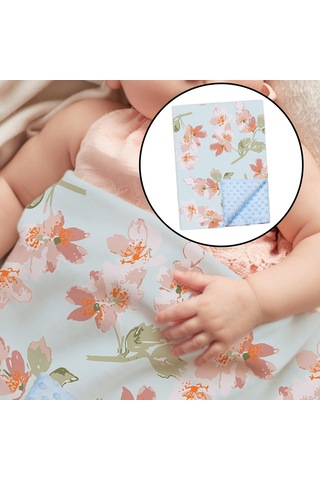Dolıty Pusetler Için Yumuşak Bebek Battaniye Mavi-çiçek Mavi Çiçek Mavi