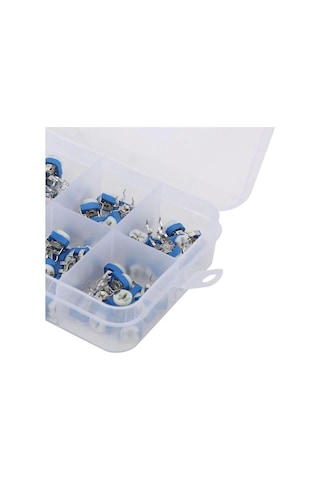 100 Adet 500r/1mr Trimpot Potansiyometre Seti Dik Rm063 10 Çeşit Şeffaf Çantada