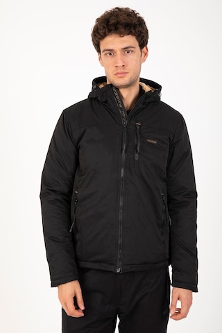 Maraton Sportswear Regular Erkek Kapşonlu Uzun Kol Basic Siyah Ceket 21365 Siyah