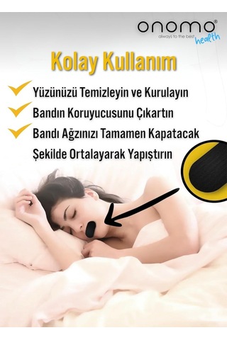 Health Ağız Bandı Siyah 30 Adet, Horlama Önleyici Ağız Kapama Hipoalerjenik Uyku Bandı