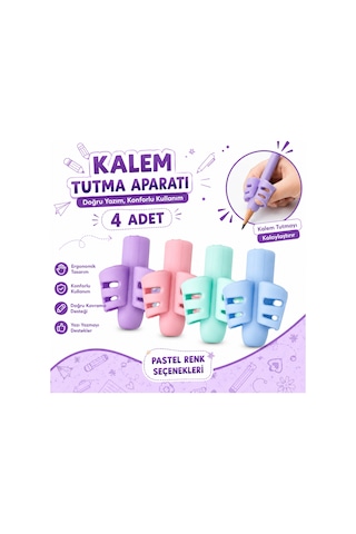 Pastel Renk Kalem Tutma Aparatı 4 Adet Ergonomik Silikon Kalem Tutucu Yazı Düzeltici Çocuk Ve Öğrenci İçin Çok Renkli