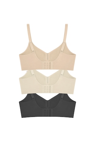 Cottonill Seamless Bra - Eloria Lazer Kesim Dikişsiz Balensiz İz Bırakmayan Tül Detaylı Sütyen 3'lü Paket Çok Renkli