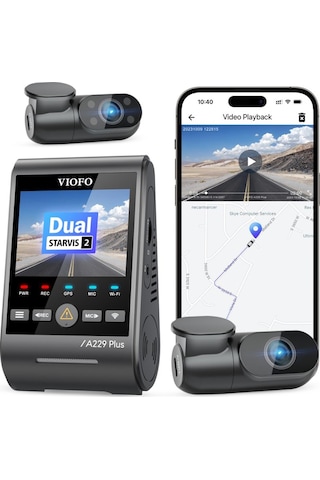 Viofo A229 Plus 3 Kameralı Ön-iç-arka 2k+2k+1080p Hdr Sony Starvis 2 Wifi Gps Li Araç Kamerası