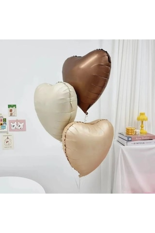 Retro Balon Krem, Bej Ve Karamel Kalp Balon Retro Balon Kahve T