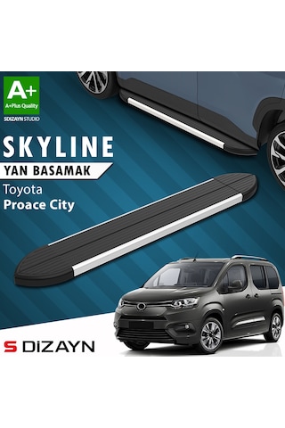 S-dizayn Toyota Proace City Kısa Şase Skyline Aluminyum Yan Basamak 203 Cm 2018 Üzeri A+ Kalite