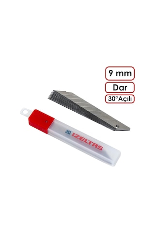 İzeltaş Pro Maket Bıçağı Dar 30 Açılı Yedek Bıçak 9 Mm 10'lu