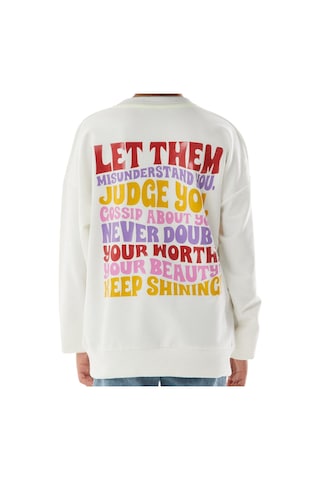 İrem Çocuk Giyim Kız Çocuk Önü Arkası Let Them Yazı Desenli Beyaz Renk Sweatshirt Beyaz