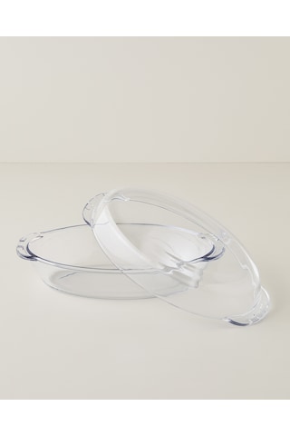 English Home Bake&serve Cam Oval Kapaklı Fırın Kabı 19x34 Cm Şeffaf Şeffaf