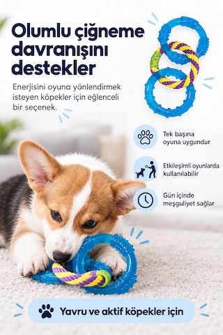 Petstages Orka Dental Links Üçlü Halka Köpek Çiğneme Oyuncağı