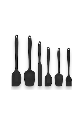 Hitfoni Yanmaz Yapışmaz Silikon Spatula Seti 6 Parça Siya