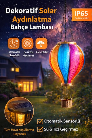 Solar Dekoratif Balon Bahçe Lambası Ip65 Su Geçirmez Alev Efektli Led Aydınlatma 1 ADET
