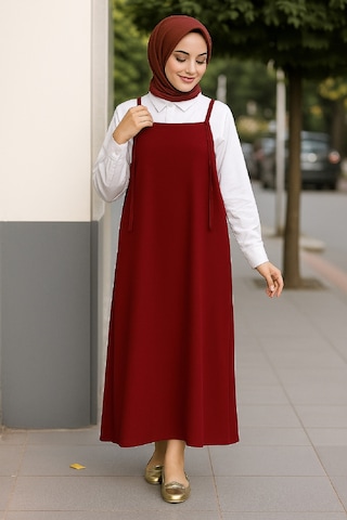 Alfa Aksesuar 03 Kadın Bordo Basic Ayarlanabilir Askılı Jile Elbise