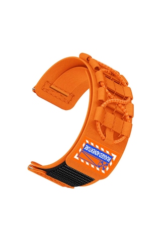 Huawei Gt2 42mm Hgea Krd-112 20mm Orbital Örgülü Halat Tasarımlı Naylon Kumaş Hasır Kordon-turuncu