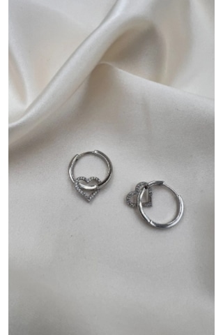 Bb Xuping Kalp Detaylı Küpe Gümüş