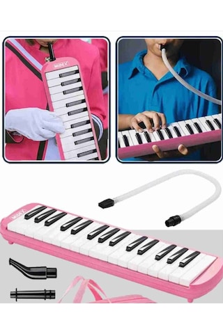 Helvacıoğlu Melodika 32 Tuşlu Çantalı Nefesli Çalgı Melodikası Mavi Renk