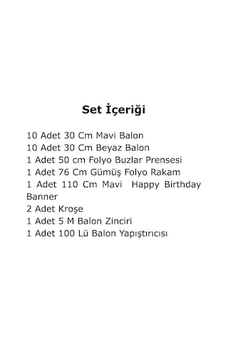 6 Yaş Frozen Tema Prenses Folyo Balon Mavi Beyaz Balon Gümüş Rakam Mavi Banner Doğum Günü Seti Çok Renkli