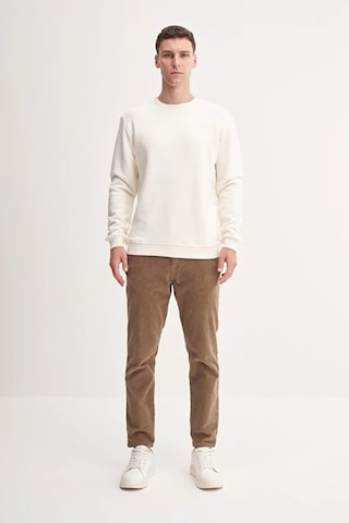 Cazador Kalın Diyagonal Dokulu %100 Pamuk 3 İplik Regular Fit Sweatshirt 25k Ekru
