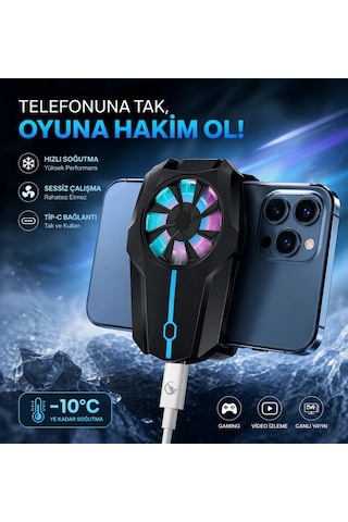 Sprange Sr-mc5 Rgb Aydınlatma Manyetik 3 Kademeli 8 5 4cm Telefon Soğutucu